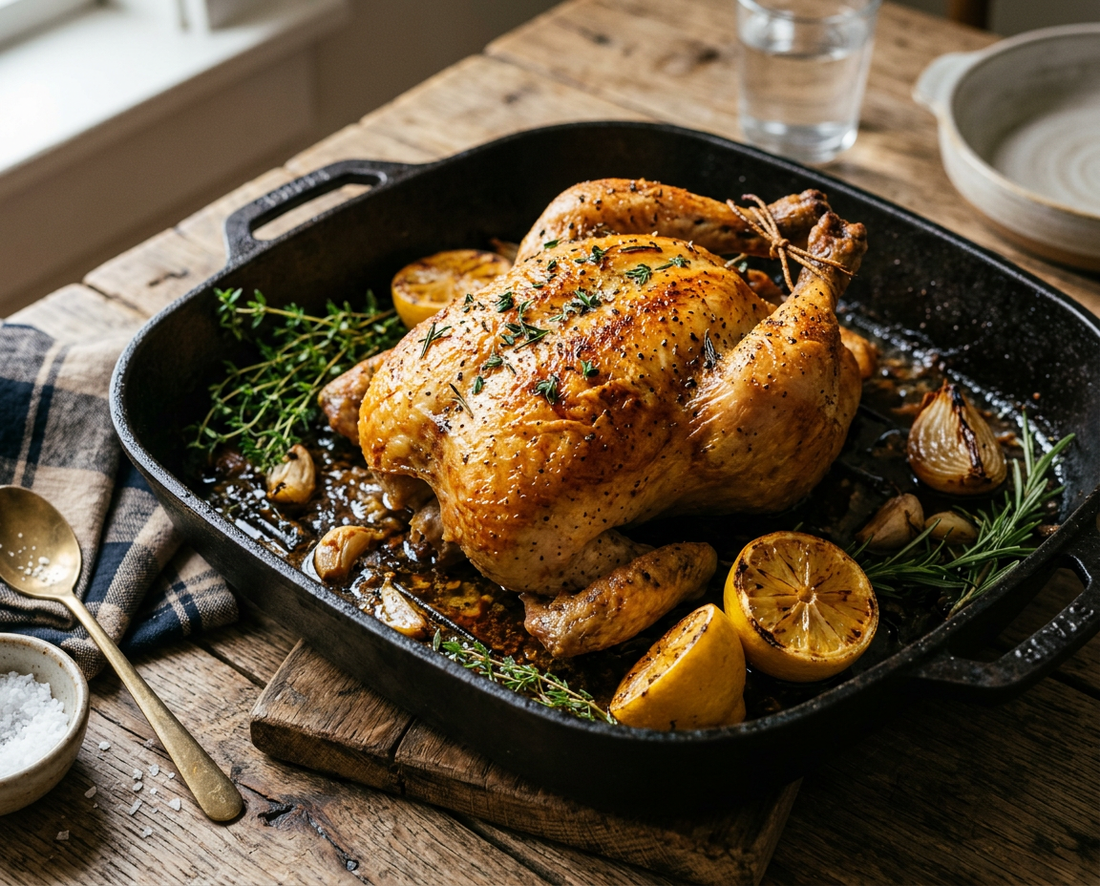 Black Garlic Butter Roasted Chicken