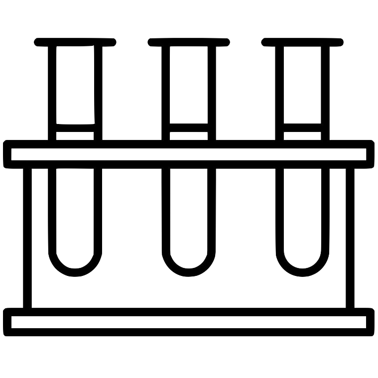 Icon of three test tubes on a rack